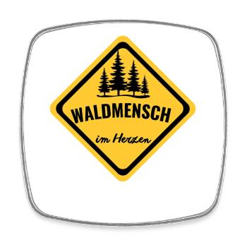 Waldmensch im Herzen Schild - Viereckiger Kühlschrankmagnet - Weiß - Vorne