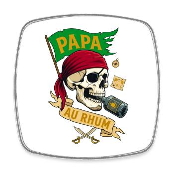Papa Au Rhum Pirate Crâne Humour Fête Des Pères - Magnet carré - blanc - Devant