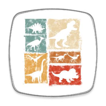 Retro Dinosaur Types Graphic - Cute Dinos - Square fridge magnet - white - Front