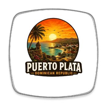 Vacances à Puerto Plata, République dominicaine - Magnet carré - blanc - Devant