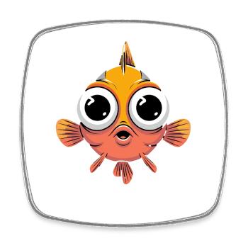 Cute comic fish with big eyes for - Square fridge magnet - white - Front