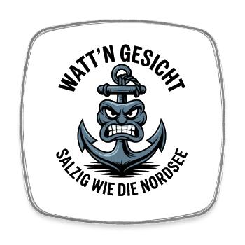  Watt'n Gesicht Salzig Wie Die Nordsee Anker - Viereckiger Kühlschrankmagnet - Weiß - Vorne