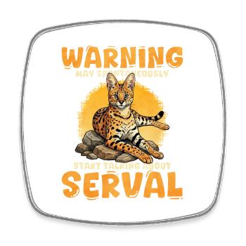Warnung Serval redet über Serval - Viereckiger Kühlschrankmagnet - Weiß - Vorne