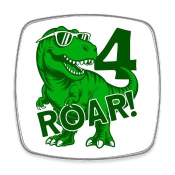 DINO 4 JAHRE DINOSAURIER 4. GEBURTSTAG - Viereckiger Kühlschrankmagnet - Weiß - Vorne