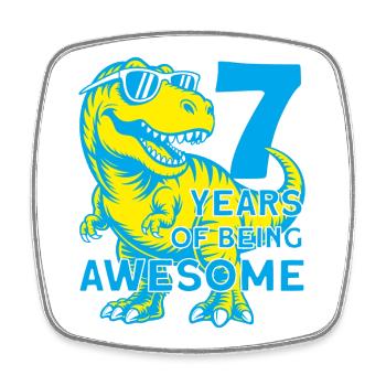DINO 7 JAHRE DINOSAURIER 7. GEBURTSTAG - Viereckiger Kühlschrankmagnet - Weiß - Vorne