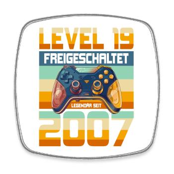 19. Geburtstag Junge Mädchen 2007 Gaming Level 19 - Viereckiger Kühlschrankmagnet - Weiß - Vorne
