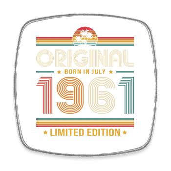 Cadeau du 65e anniversaire Millésime juillet 1961 - Magnet carré - blanc - Devant