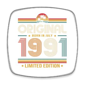 Cadeau du 35e anniversaire Millésime de juillet 1991 - Magnet carré - blanc - Devant