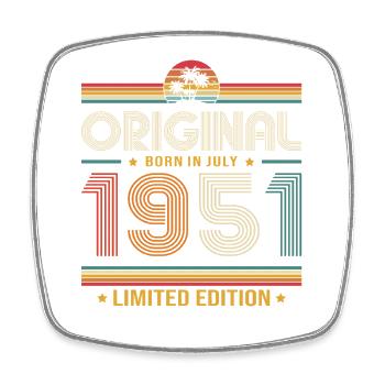 75th Birthday Gift Vintage July Vintage 1951 - Square fridge magnet - white - Front