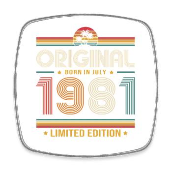 45th Birthday Gift Vintage July Vintage 1981 - Square fridge magnet - white - Front