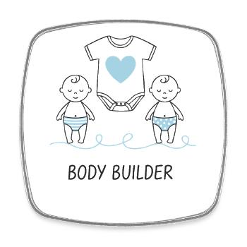 Gender Reveal Body Builder Baby Shower Mom Dad - Square fridge magnet - white - Front