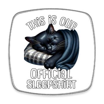 Schwarze Katze Schlafshirt - Viereckiger Kühlschrankmagnet - Weiß - Vorne