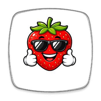 Strawberry smiling cool with sunglasses - Square fridge magnet - white - Front