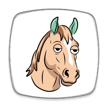 Sleepy Horse Cartoon-Gesicht - Viereckiger Kühlschrankmagnet - Weiß - Vorne