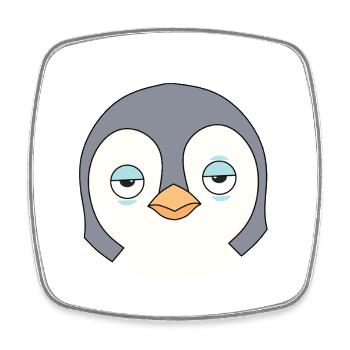 Schläfriges Pinguin-Cartoon-Gesicht - Viereckiger Kühlschrankmagnet - Weiß - Vorne