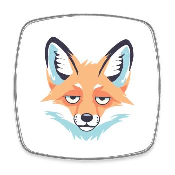 Schläfriger Fuchs Cartoon-Gesicht - Viereckiger Kühlschrankmagnet - Weiß - Vorne