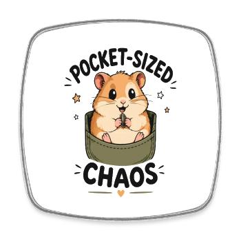 Pocket Chaos Hamster - Square fridge magnet - white - Front