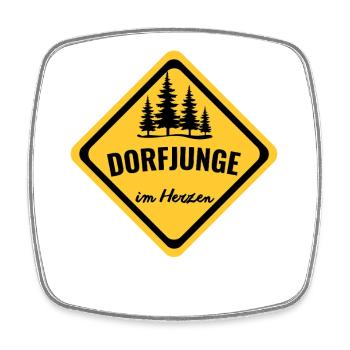 Dorfjunge im Herzen Schild - Viereckiger Kühlschrankmagnet - Weiß - Vorne