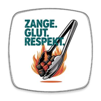  Zange Glut Respekt Grillen BBQ Flammen Kohle - Viereckiger Kühlschrankmagnet - Weiß - Vorne