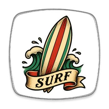 Surfing Surfboard Art Surfing Retro Surfer Surfing - Square fridge magnet - white - Front
