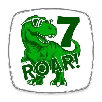 DINO 7 JAHRE DINOSAURIER 7. GEBURTSTAG - Viereckiger Kühlschrankmagnet - Weiß - Vorne