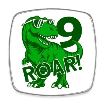 DINO 9 YEARS DINOSAUR 9TH BIRTHDAY - Square fridge magnet - white - Front