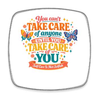 Self-Care First – Colorful Message Mindfulness - Square fridge magnet - white - Front