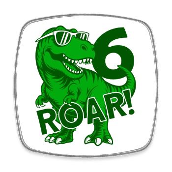 DINO 6 ANS DINOSAURE 6E ANNIVERSAIRE - Magnet carré - blanc - Devant