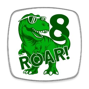 DINO 8 JAHRE DINOSAURIER 8. GEBURTSTAG - Viereckiger Kühlschrankmagnet - Weiß - Vorne