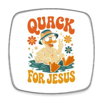 Quack for Jesus colorful sea duck - Square fridge magnet - white - Front
