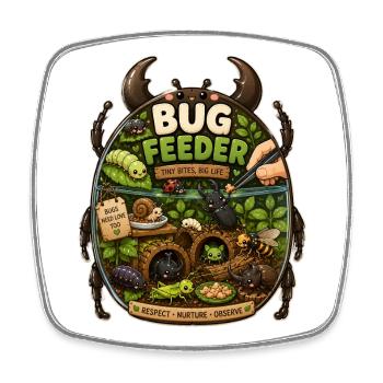 Bug Feeder Insect Friend Terrarium Bug Hunter - Square fridge magnet - white - Front