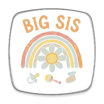 Geschlechterenthüllung Big Sis Babyparty Big Sister Team - Viereckiger Kühlschrankmagnet - Weiß - Vorne