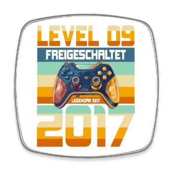 9. Geburtstag Junge Mädchen 2017 Gaming Gamer - Viereckiger Kühlschrankmagnet - Weiß - Vorne