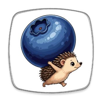 Hedgehog trägt Blaubeere - Viereckiger Kühlschrankmagnet - Weiß - Vorne