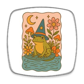 Title (English) Kawaii Witch Frog - Square fridge magnet - white - Front