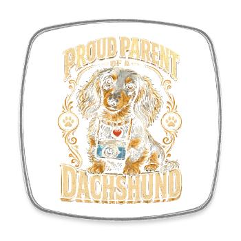 Dackel Rauhaardackel Proud Parent Of A Dachshund - Viereckiger Kühlschrankmagnet - Weiß - Vorne