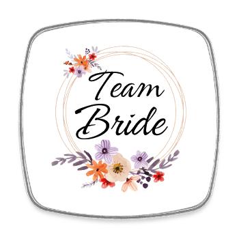 Matching Watercolor Floral Team Bride - Square fridge magnet - white - Front