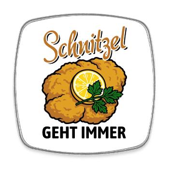 Schnitzel geht immer | mit Zitrone und Petersilie - Viereckiger Kühlschrankmagnet - Weiß - Vorne