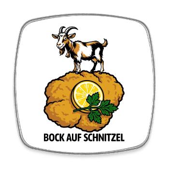 Bock auf Schnitzel | Wortspiel - Viereckiger Kühlschrankmagnet - Weiß - Vorne