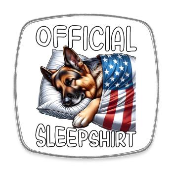 Deutscher Schäferhund US Schlafshirt - Viereckiger Kühlschrankmagnet - Weiß - Vorne