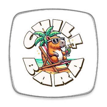Chill Capybara - Square fridge magnet - white - Front