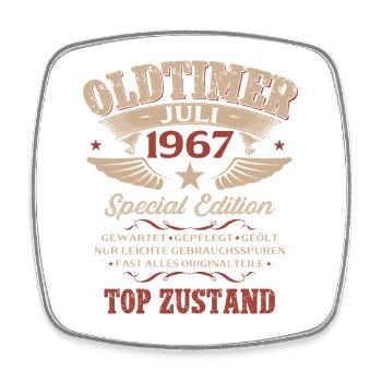 59. Geburtstag Geschenk Mann Oldtimer Juli 1967 - Viereckiger Kühlschrankmagnet - Weiß - Vorne