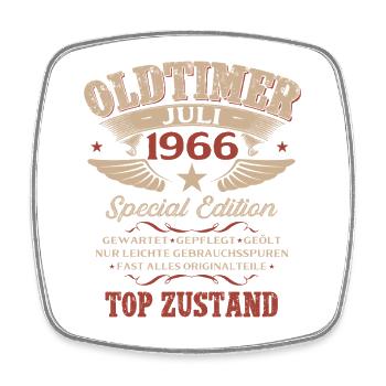 60. Geburtstag Geschenk Mann Oldtimer Juli 1966 - Viereckiger Kühlschrankmagnet - Weiß - Vorne