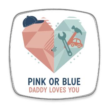 Geschlechterenthüllung Pink oder Blau Papa liebt dich, Baby - Viereckiger Kühlschrankmagnet - Weiß - Vorne