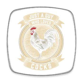 Pride Month LGBTQ - Just a Guy Who Loves Cocks - Square fridge magnet - white - Front