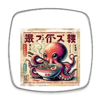 Octopus Ramen Vintage Poster Style - Square fridge magnet - white - Front