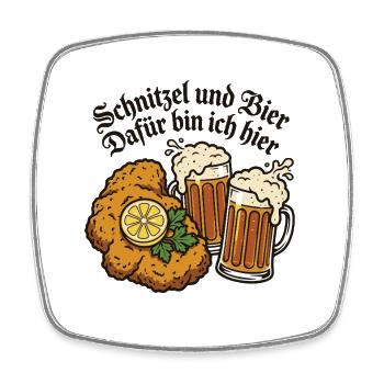 Schnitzel und Bier | Bayern Vibes - Viereckiger Kühlschrankmagnet - Weiß - Vorne