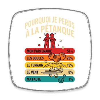Pourquoi Je Perds À La Pétanque Humour Rétro - Magnet carré - blanc - Devant