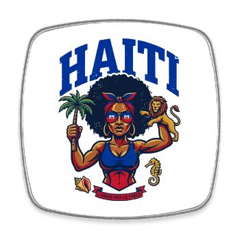 Fierté Haïti Femme Forte Afro Caraïbes - Magnet carré - blanc - Devant