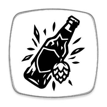 Bierflasche Bier Hopfen - Viereckiger Kühlschrankmagnet - Weiß - Vorne